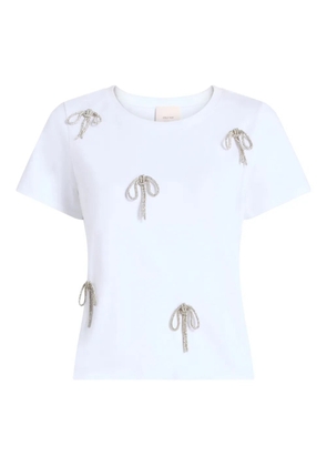 Cinq A Sept Corded rhinestone bow T-hirt - White
