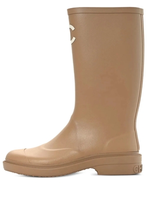 CHANEL Pre-Owned logo rain boots - Neutrals