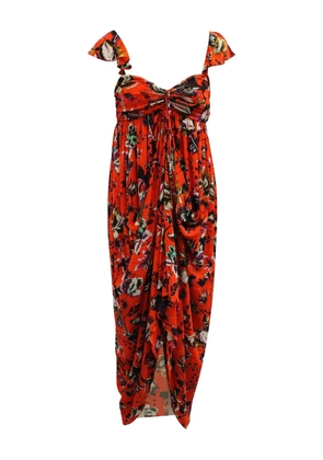 DVF Diane von Furstenberg floral-print draped dress - Orange