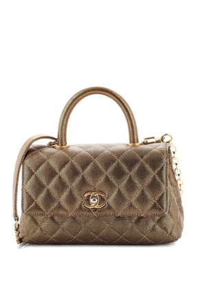 CHANEL Pre-Owned Coco Top Handle Bag Quilted Iridescent Caviar Mini satchel - Gold
