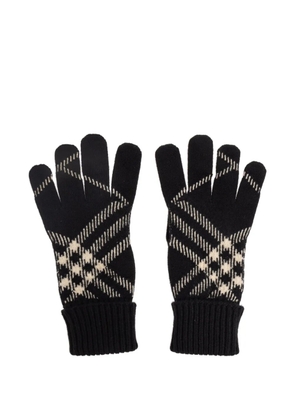 Burberry patterned ribbed gloves - Black