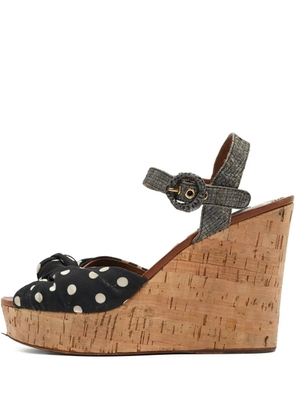 Dolce & Gabbana Pre-Owned 110mm polka-dot wedge sandals - Black