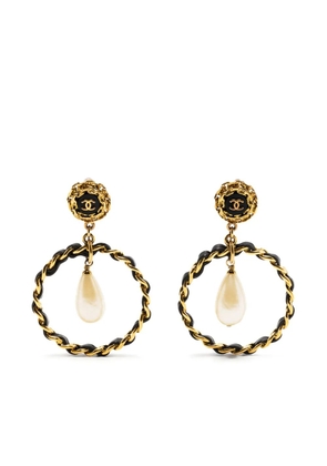 CHANEL Pre-Owned CC faux-pearl drop earrings - Gold