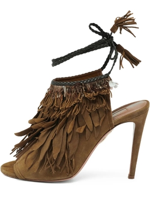 Aquazzura pre-owned 110mm Pocahontas fringed sandals - Green