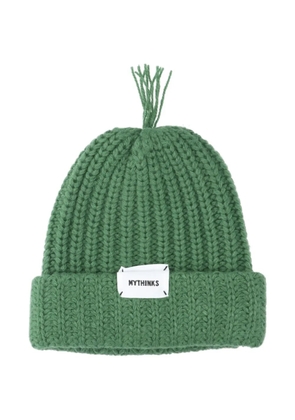 Mythinks logo-label beanie hat - Green