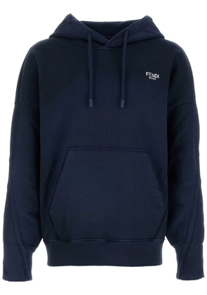 FENDI logo-lettering hoodie - Blue
