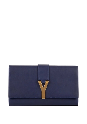 Saint Laurent Pre-Owned logo-plaque clutch bag - Blue
