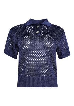 Calle Del Mar open-knit polo top - Blue