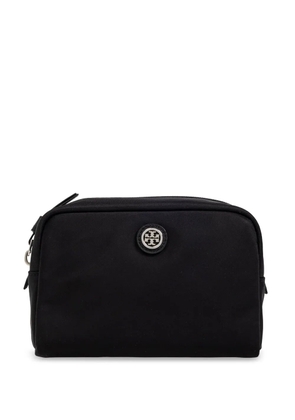 Tory Burch logo-plaque makeup bag - Black