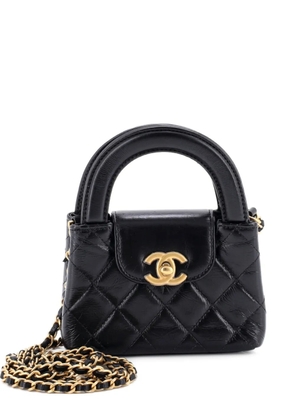 CHANEL Pre-Owned Kelly Top Handle Shopping Bag Quilted Shiny Aged Calfskin Nano crossbody bag - Black