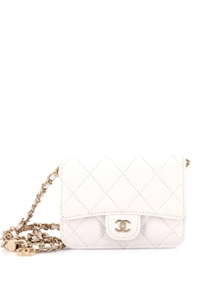 CHANEL Pre-Owned Classic Flap with Chain Quilted Caviar Small clutch bag - White