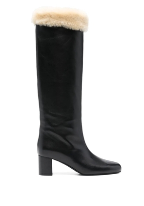 TOTEME Downtown shearling-trim knee-high boots - Black