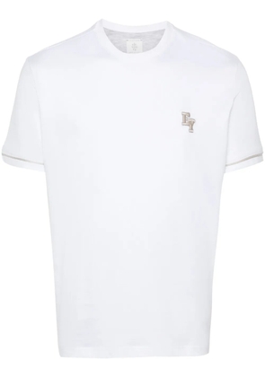 Eleventy logo-embroidered cotton T-shirt - White
