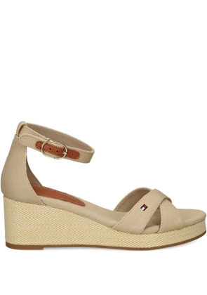 Tommy Hilfiger 60mm canvas cross-strap wedge espadrilles - Neutrals