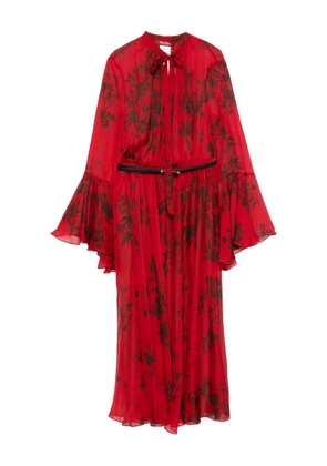 Max Mara floral-print belted midi dress - ROSSO