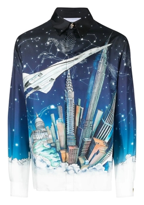 Casablanca graphic-print long-sleeved shirt - 05 VOL DE NUIT