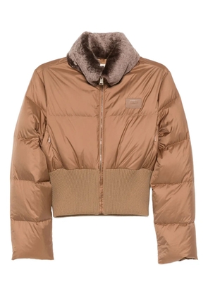 FENDI shearling-collar padded jacket - Brown