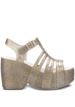 Melissa 100mm glitter platform sandals - Gold
