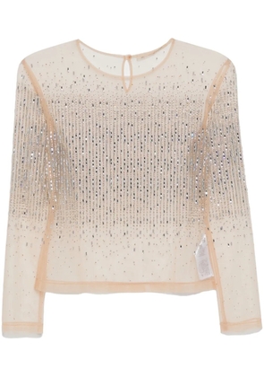 Ermanno Scervino tulle crystal-embellished top - Neutrals