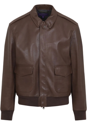 Ralph Lauren Purple Label zip-up leather jacket - Brown