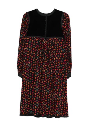 Saint Laurent Pre-Owned 1977 geometric-pattern midi dress - Black