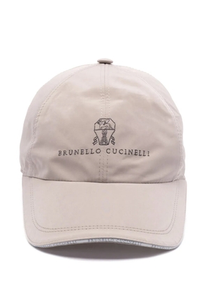 Brunello Cucinelli logo-embroidered cap - Neutrals