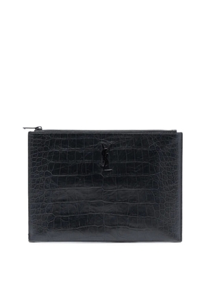 Saint Laurent Pre-Owned 2017 Croc Embossed Leather Monogram Document Holder clutch bag - Black
