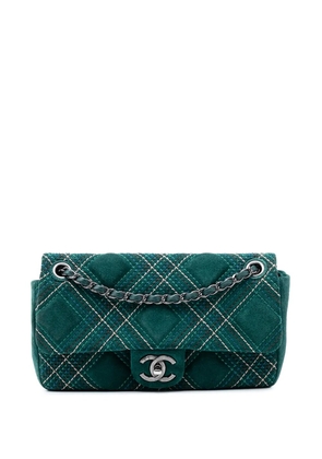 CHANEL Pre-Owned 2013-2014 Paris Edinburgh Medium Stitched Suede Saltire Single Flap shoulder bag - Green