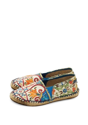 Dolce & Gabbana Pre-Owned Majolica-print canvas espadrilles - White