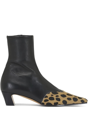 KHAITE 40mm Nevada hyena-print square toe boots - Black