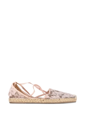 Valentino Garavani Pre-Owned floral lace self-tie espadrille flats - Pink