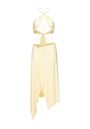 KOROBEYNIKOV chocker-embellishment asymmetrical dress - Yellow