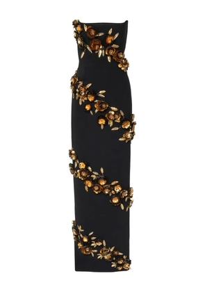 Carolina Herrera floral-appliqué strapless gown - Black