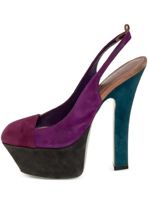 Saint Laurent Pre-Owned 140mm colour-block slingback pumps - Purple