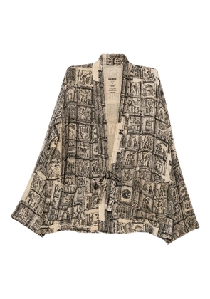 Uma Wang Tie-Waist Graphic Jacket - Neutrals