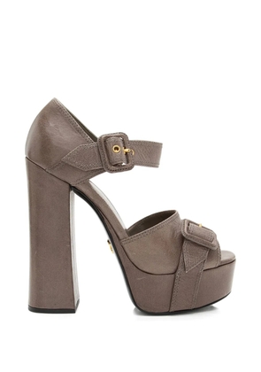 Prada Pre-Owned buckled platform leather sandals - Brown