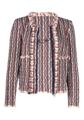 IRO tweed-pattern fringed jacket - White