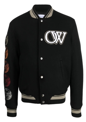 Off-White logo-appliqué bomber jacket - Black