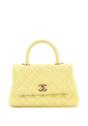 CHANEL Pre-Owned Coco Top Handle Bag Quilted Caviar Mini satchel - Yellow