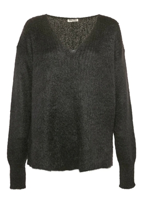Miu Miu Pre-Owned V-neck ribbed trim sweater - Black