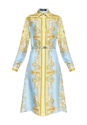 Versace Medusa-buckle printed midi dress - Blue