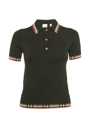 Burberry Pre-Owned checked-trim polo top - Black