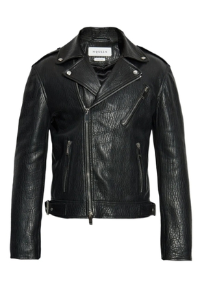 Alexander McQueen textured leather biker jacket - Black