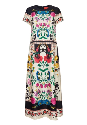 La DoubleJ Swing floral-print maxi dress - Blue