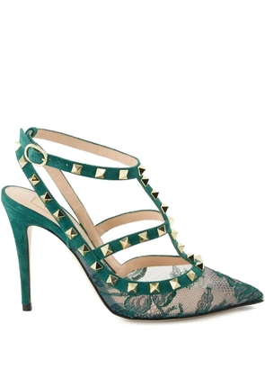 Valentino Garavani 100mm rockstud lace court pumps - Green