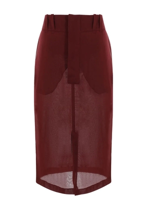Saint Laurent silk crepe pencil skirt - Red