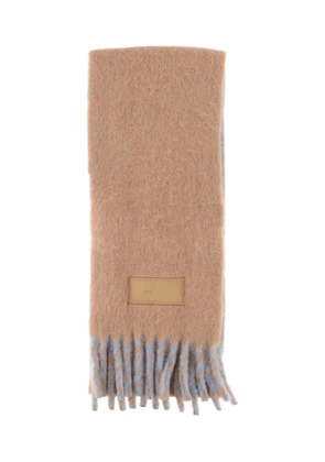 AMI Paris fringed logo-patch scarf - Neutrals
