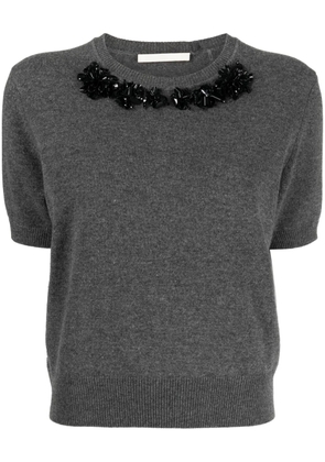 Jason Wu floral-applique wool-cashmere jumper - Grey