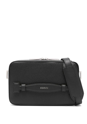 Gucci logo-lettering messenger bag - Black