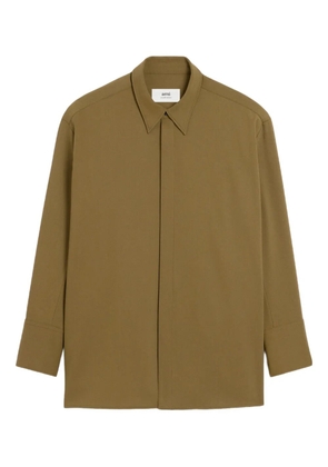 AMI Paris wool side-slit oversized shirt - Green
